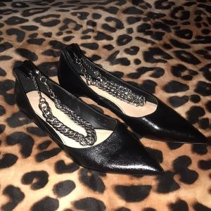 Zara Ankle Chain Flats Black Sz 37